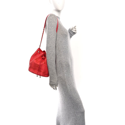Chanel Mixed Fibers Striped Deauville Drawstring Bag Red 2 of 10