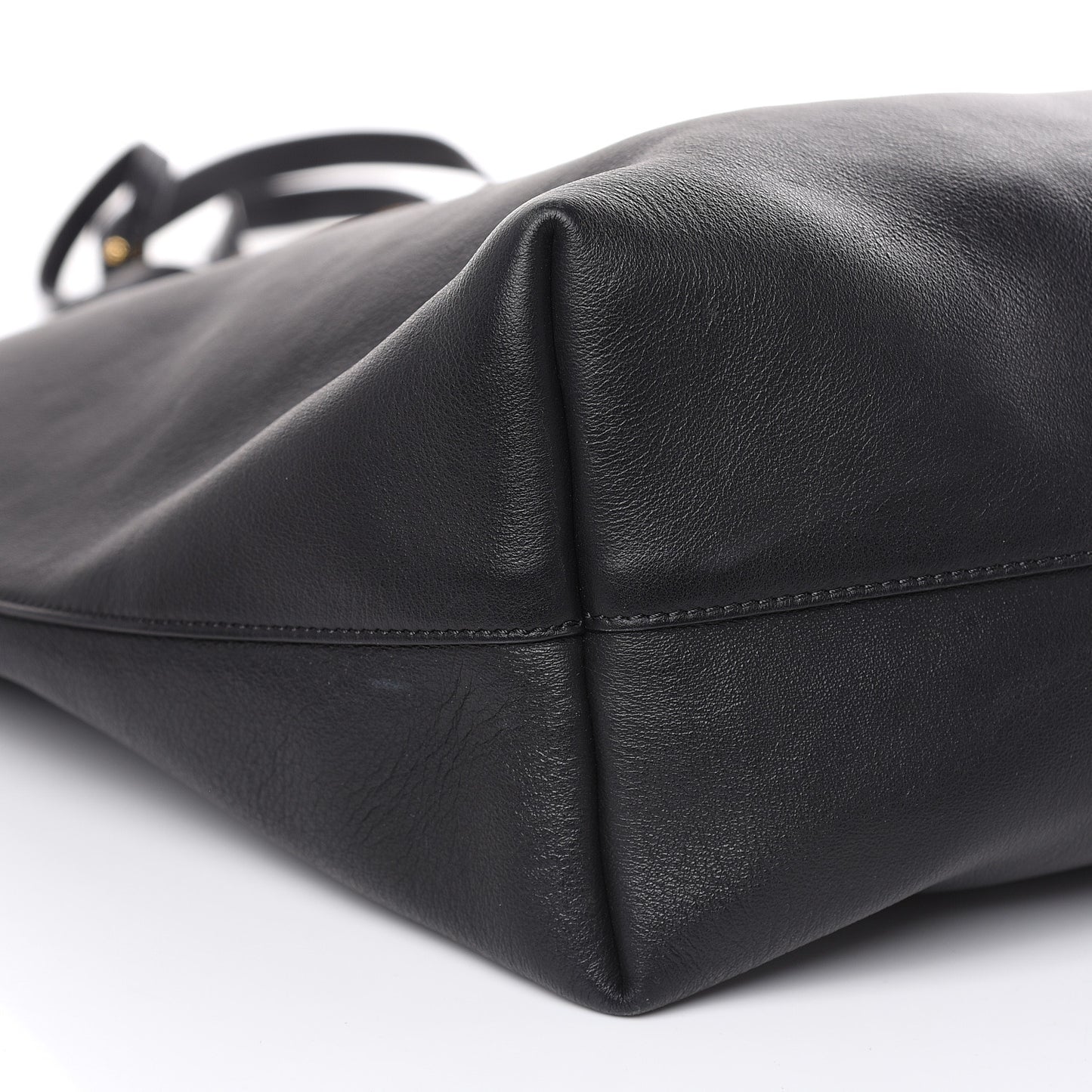 Calfskin Perforated Logo Tote Black