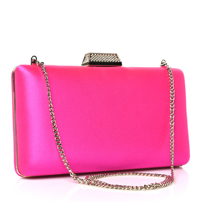 Jimmy Choo Satin Crystal Clemmie Clutch Fuchsia 3 of 10