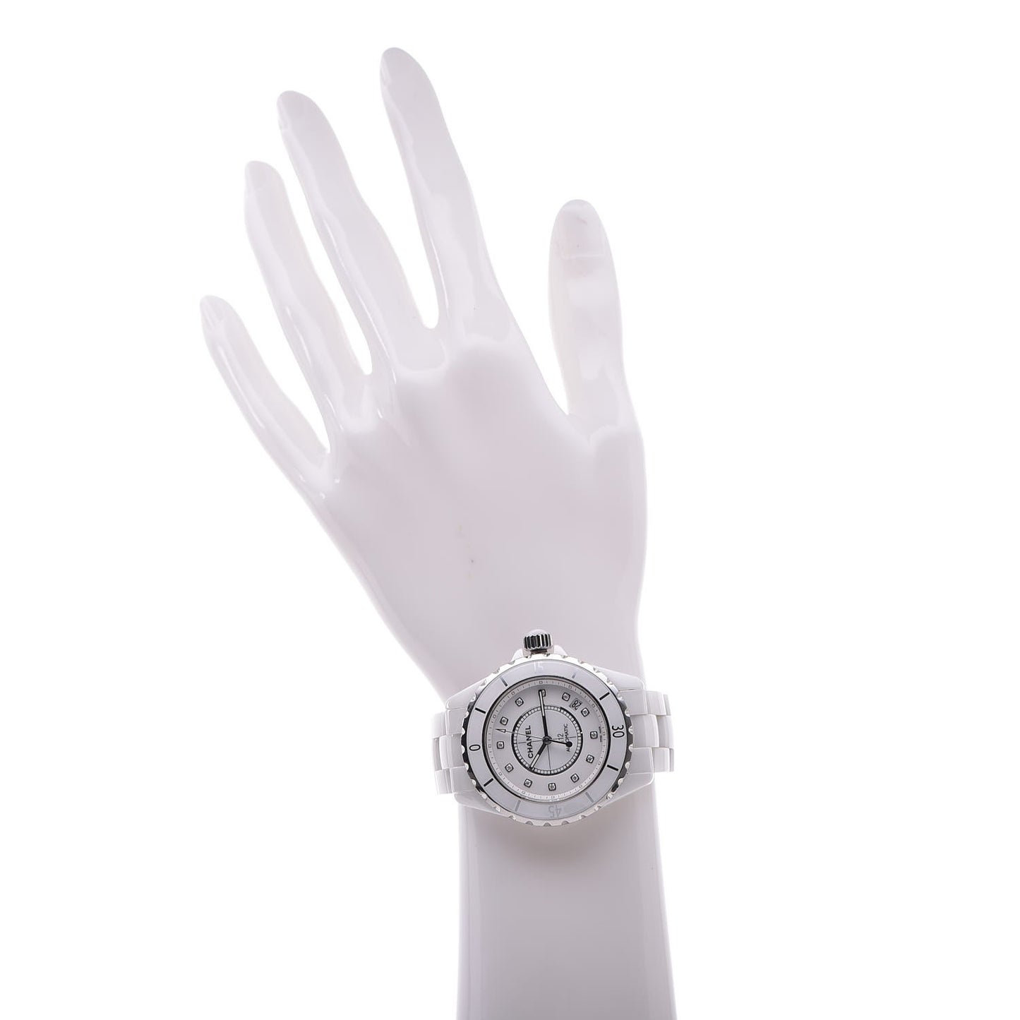 Stainless Steel Ceramic Diamond 38mm J12 Automatic Watch White