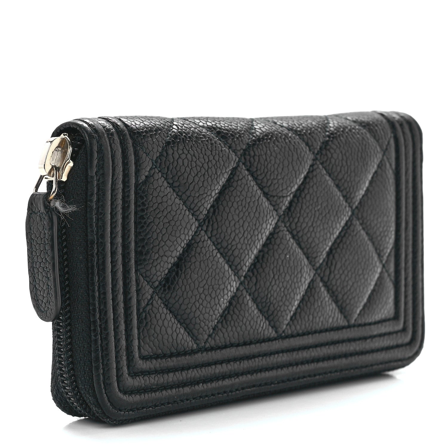 Chanel Caviar Quilted Boy Small Zip Around Wallet Black 3 of 12