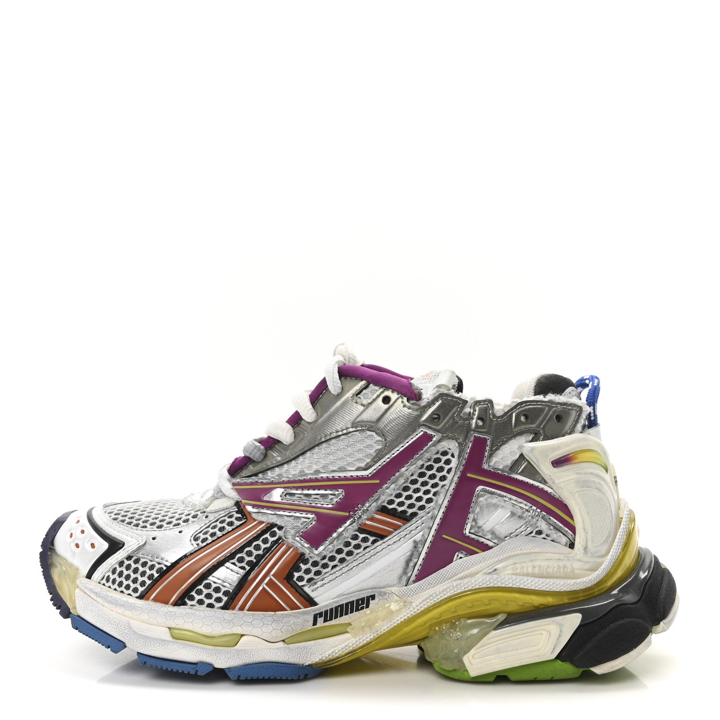 Mesh Rubber Distressed Runner Sneakers 40 Multicolor