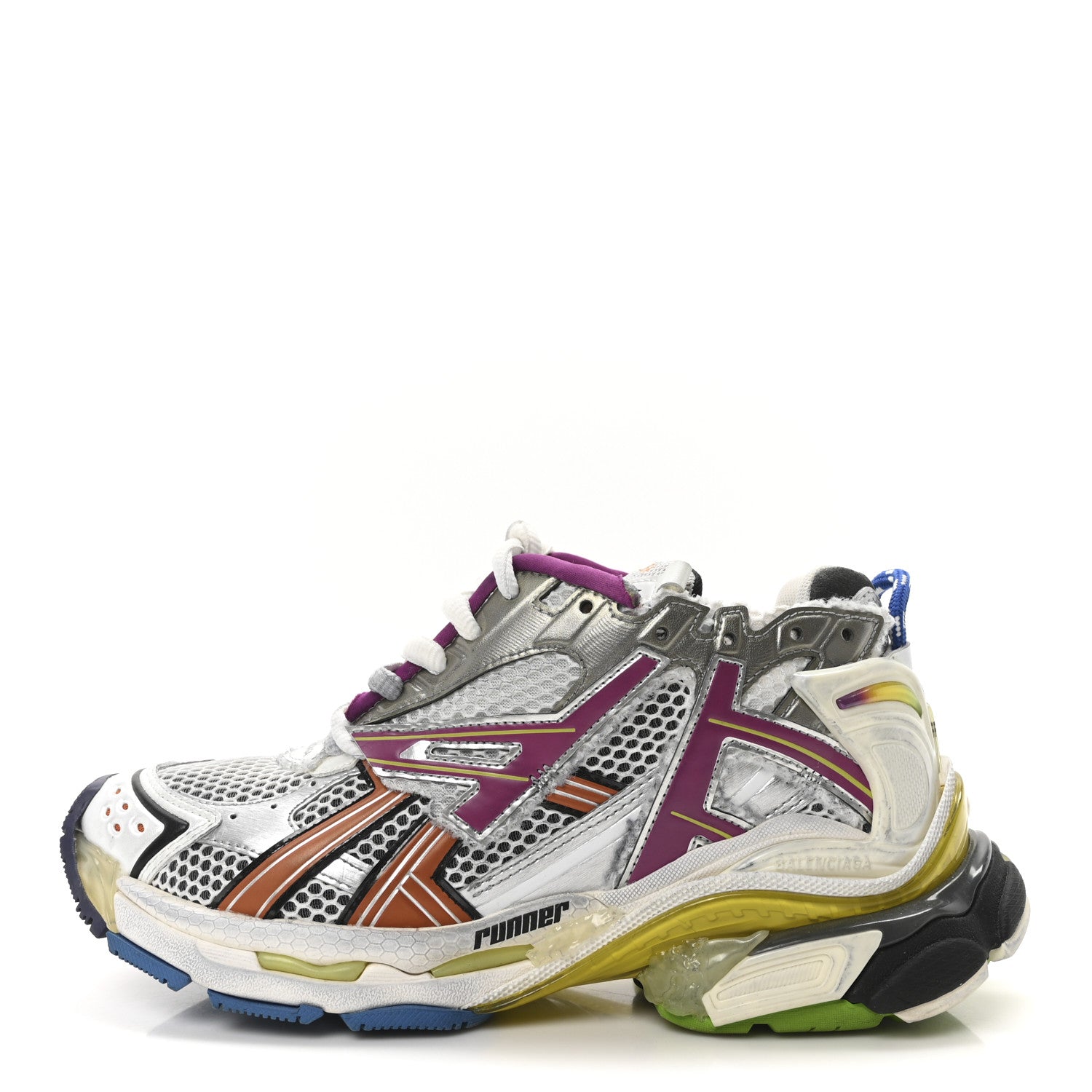 Balenciaga Mesh Rubber Distressed Runner Sneakers 40 Multicolor 1 of 9
