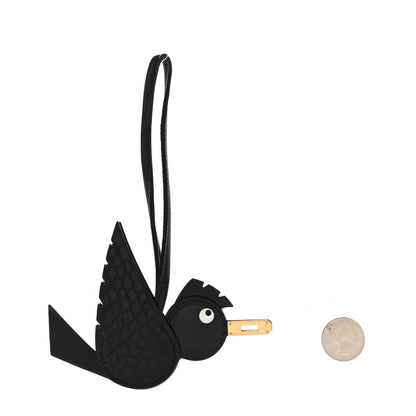 Hermes Swift Alligator Birdy Bag Charm Black 2 of 5