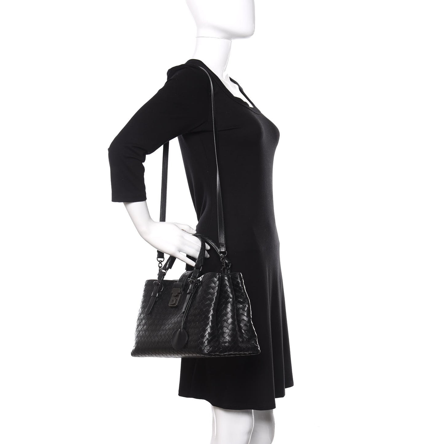 Light Calf Intrecciato Small Roma Black