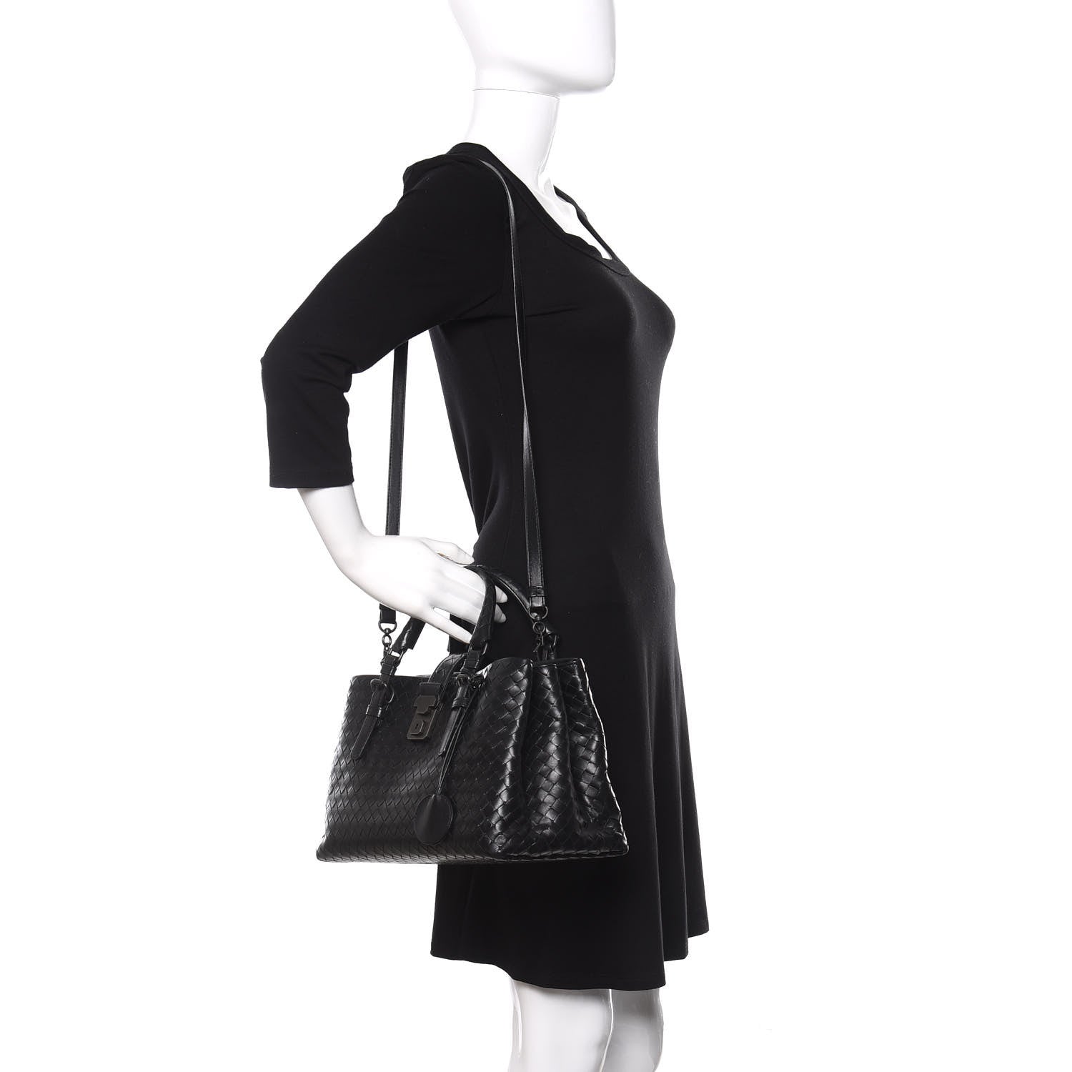 Bottega Veneta Light Calf Intrecciato Small Roma Black 2 of 8