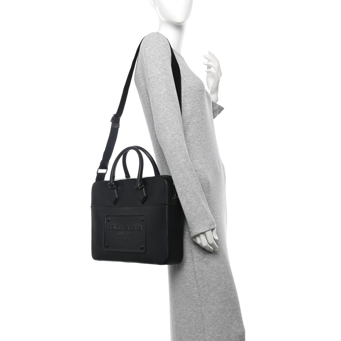 Calfskin Embossed Briefcase Black