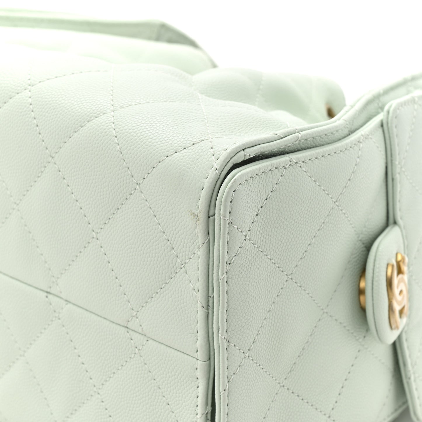 Caviar Quilted Small Chanel 25 Handbag Light Green