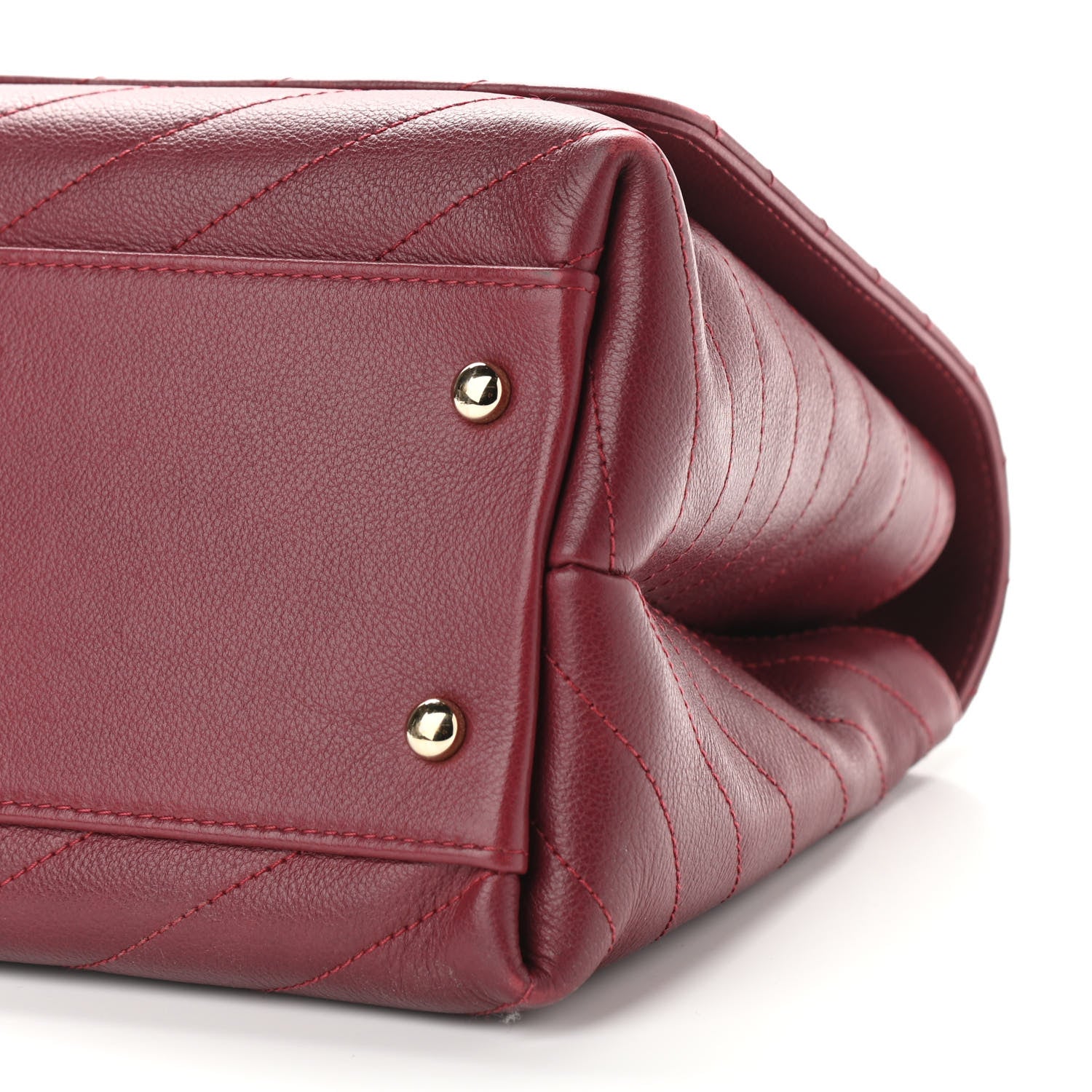 Chanel Grained Calfskin Stitched Chevron Medium Chic Top Handle Flap Red 10 of 10