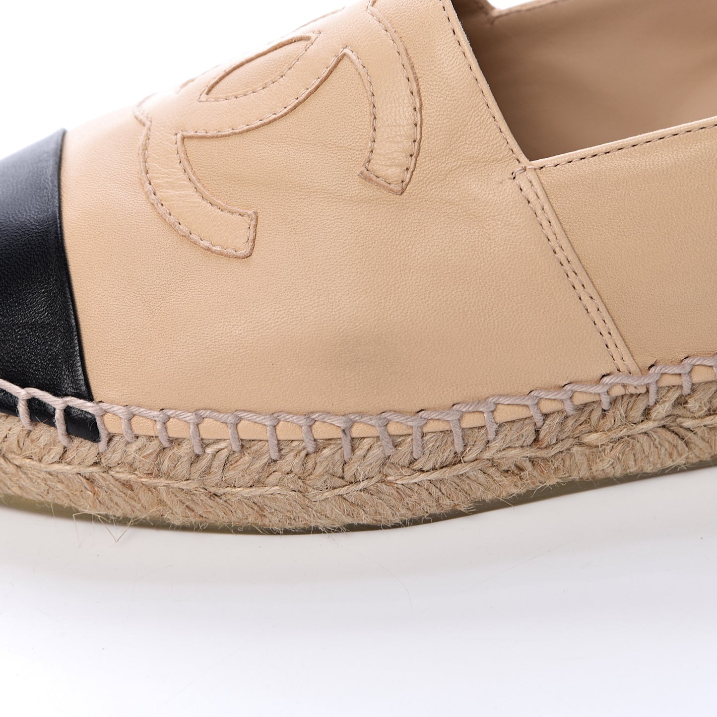 Lambskin CC Espadrilles 36 Beige Black