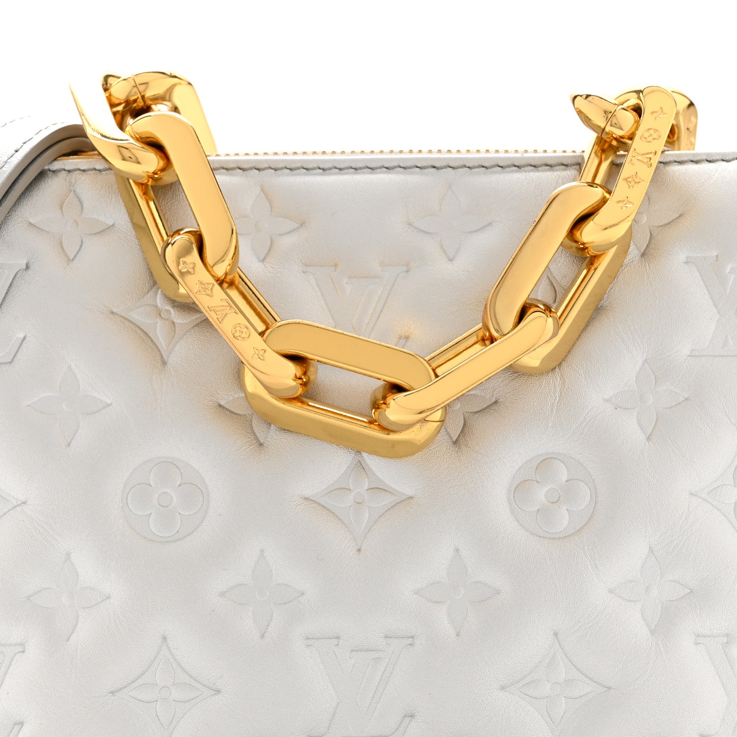Louis Vuitton Lambskin Embossed Monogram Coussin BB Silver 9 of 12