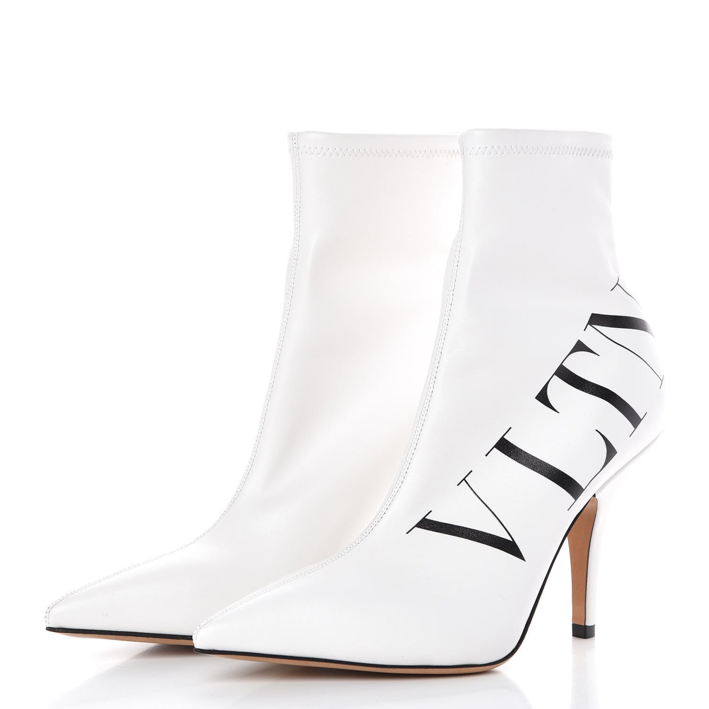 Eco Leather VLTN 100mm Sock Booties 36.5 White Black