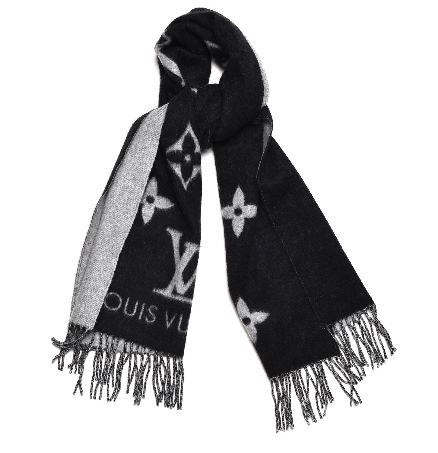 Louis Vuitton Cashmere Monogram Reykjavik Scarf Black 1 of 4