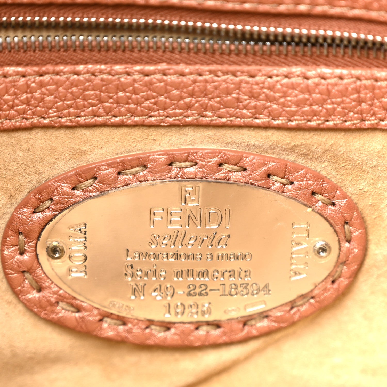 Fendi Metallic Calfskin Romano Selleria Flap Bag Bronzo 6 of 12