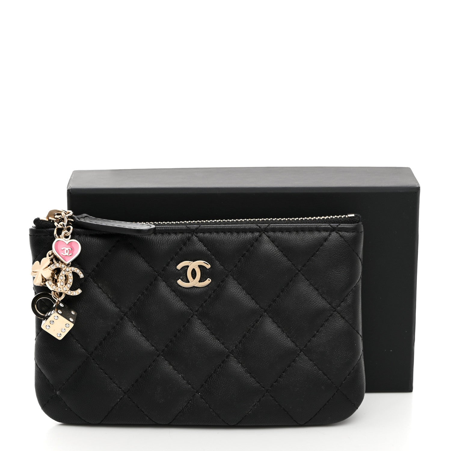 Chanel Lambskin Quilted Casino Coin Purse Black 11 of 11