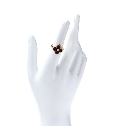 Van Cleef & Arpels 18K Yellow Gold Diamond Carnelian Vintage Alhambra Ring 50 5.25 2 of 7