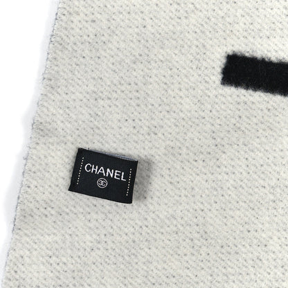Chanel Cashmere CC Fringe Stole Black White 2 of 3