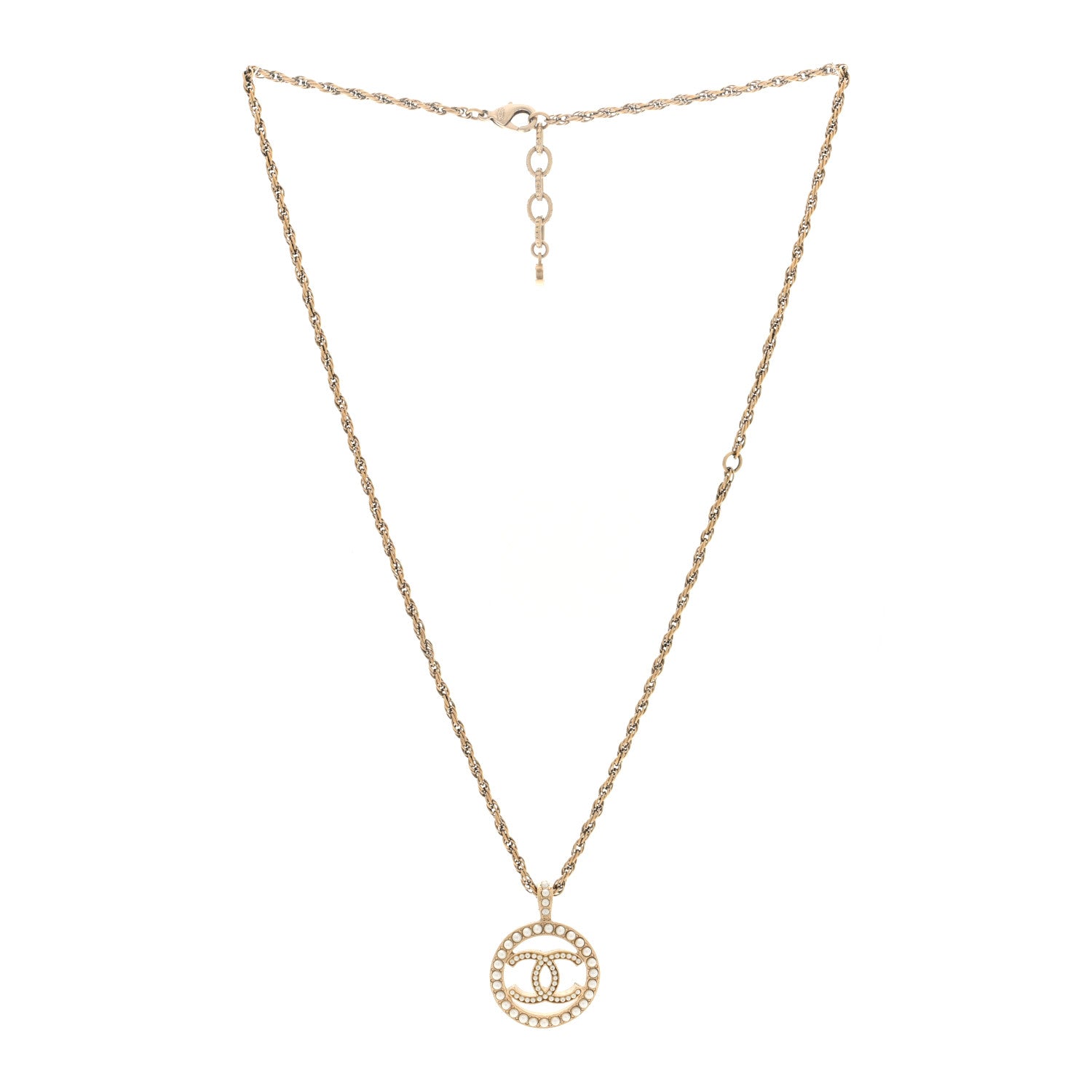Chanel Pearl CC Round Pendant Necklace Gold 3 of 5