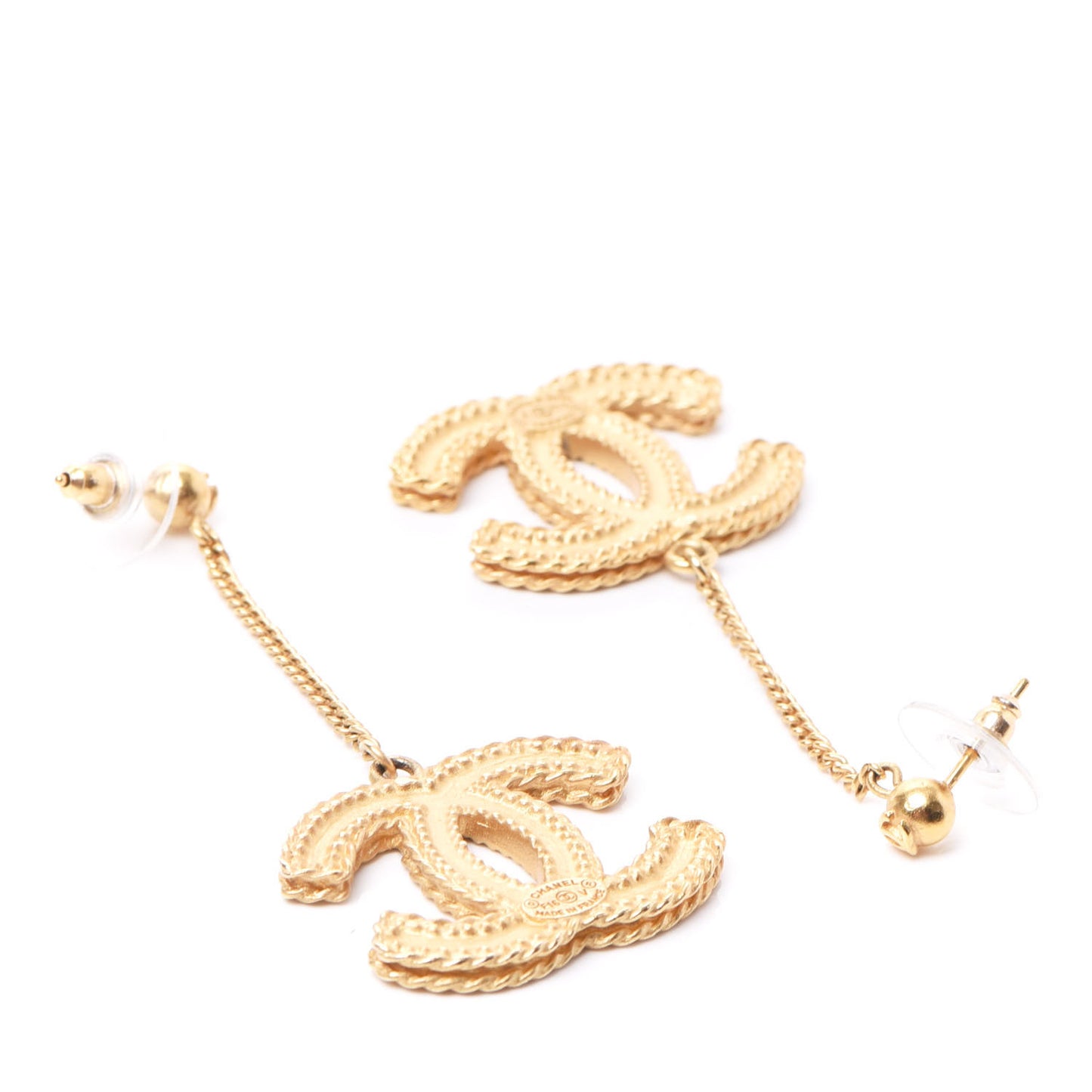 CC Drop Earrings Matte Gold