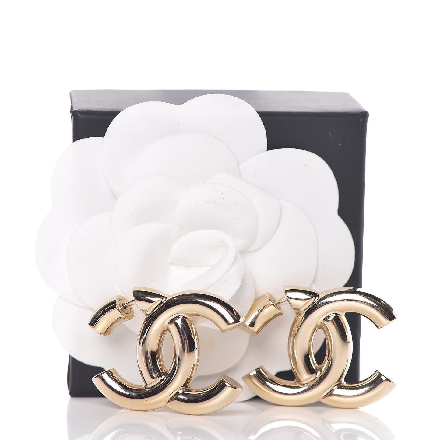 Metal Large CC Earrings Light Gold