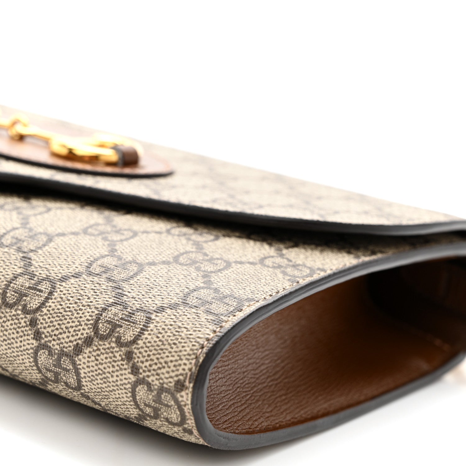 Gucci GG Supreme Monogram Azalea Calfskin Web Small Horsebit 1955 Crossbody Bag Beige Ebony Brown Sugar 11 of 14