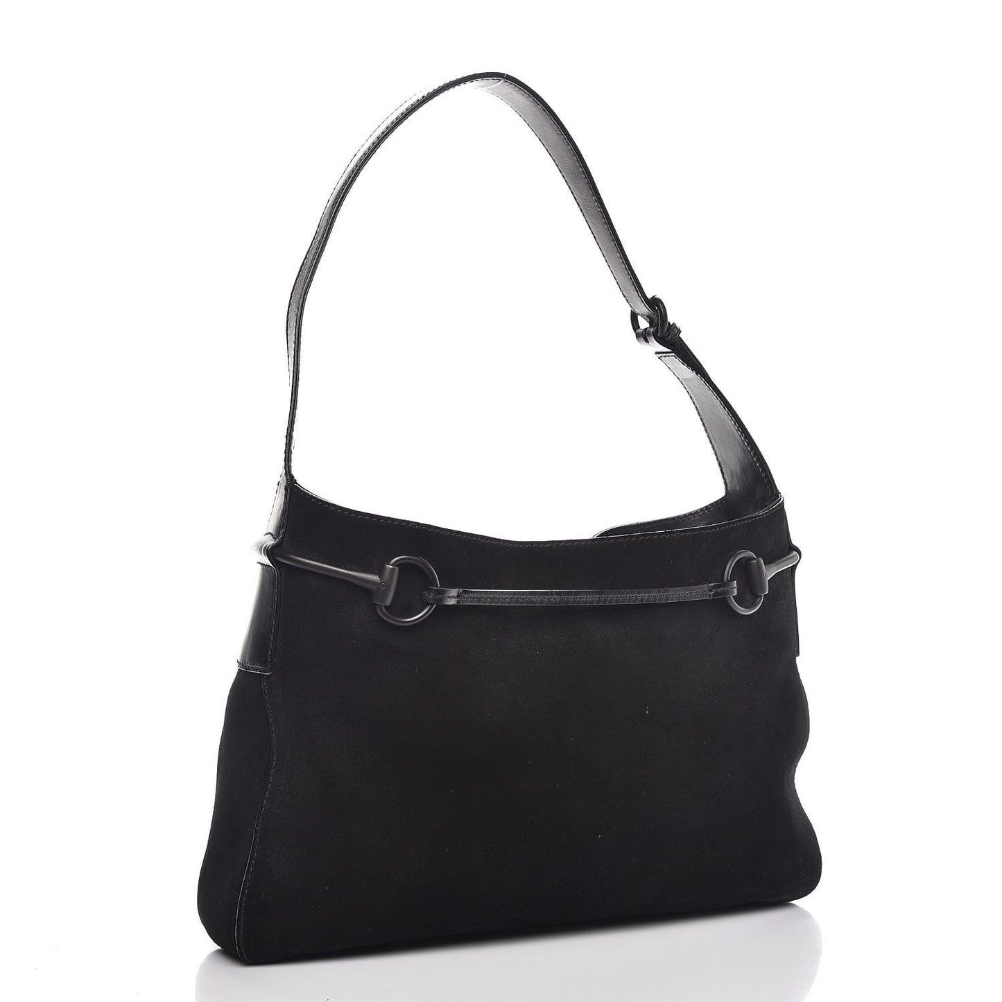 Suede Drawstring Hobo Black