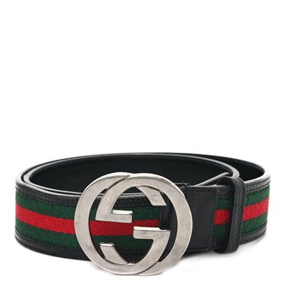 Gucci Calfskin Web Interlocking G Belt 90 36 Black 1 of 5