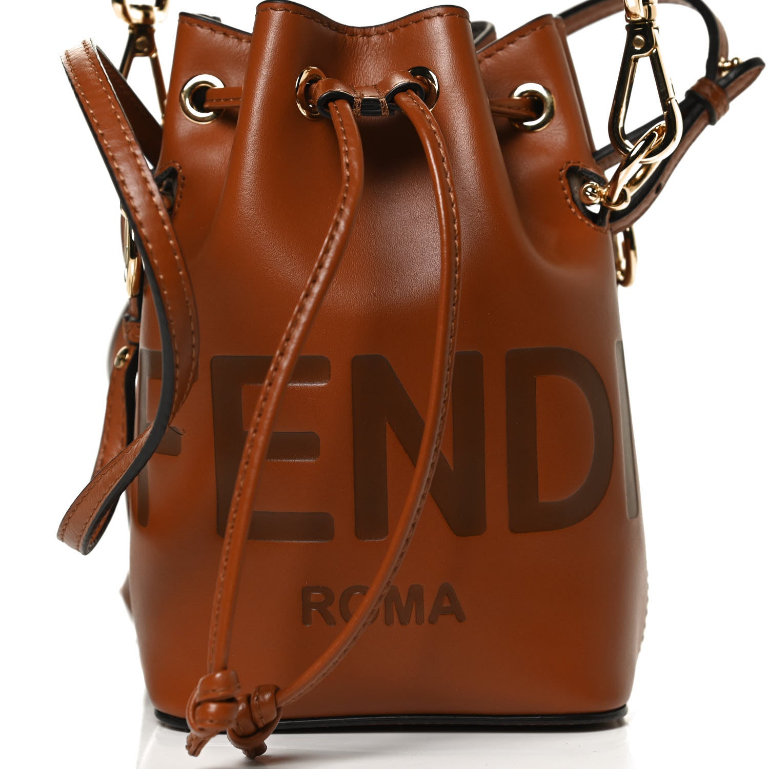 Fendi Vitello King F is Fendi Logo Embossed Mini Mon Tresor Bucket Bag Cuoio 9 of 11