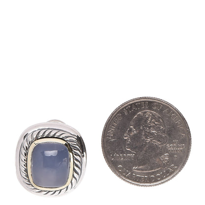 David Yurman Sterling Silver 14K Yellow Gold Chalcedony Albion Earrings 2 of 5