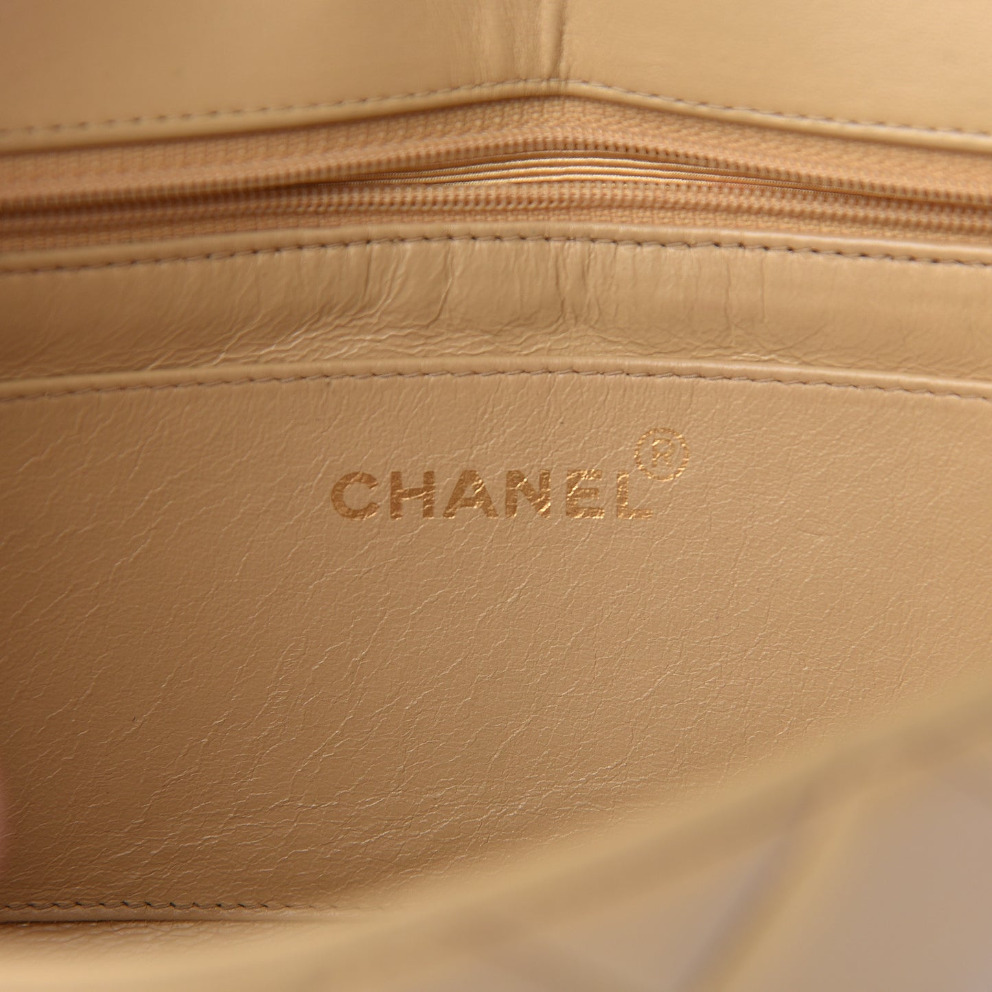 Lambskin Quilted Small Single Flap Beige