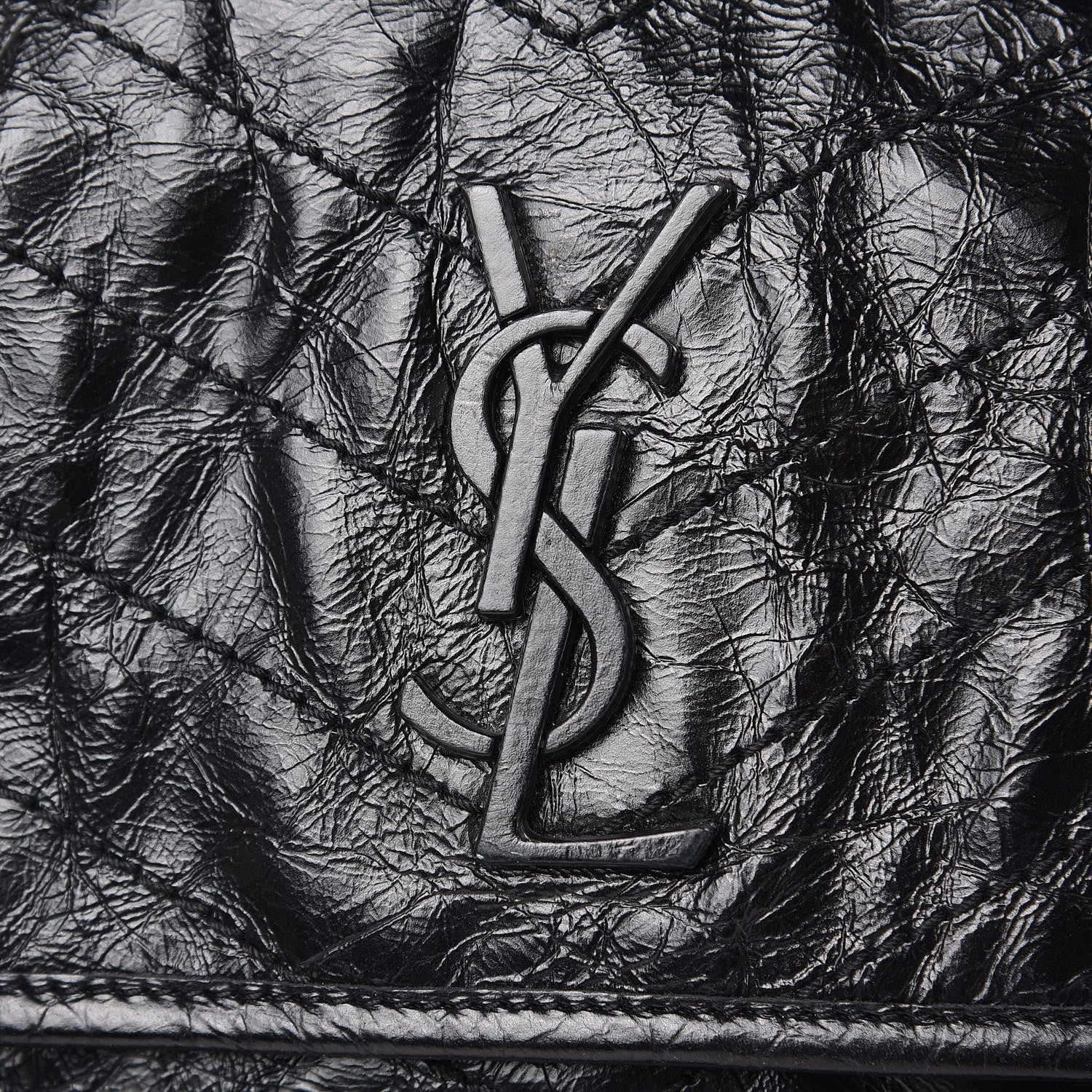Saint Laurent Crinkled Calfskin Matelasse Monogram Large Niki Chain Satchel Black 10 of 13