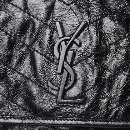 Saint Laurent Crinkled Calfskin Matelasse Monogram Large Niki Chain Satchel Black 10 of 13