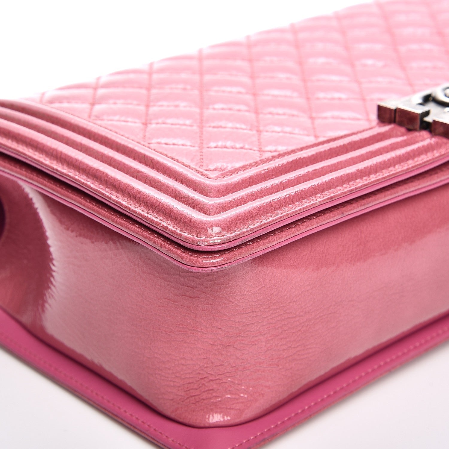 Chanel Distressed Patent Quilted New Medium Boy Flap Pink 9 of 9