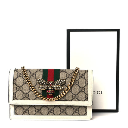 Gucci GG Supreme Monogram Web Queen Margaret Chain Wallet White 10 of 10