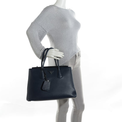 Prada Saffiano Cuir Twin Tote Baltico 2 of 8