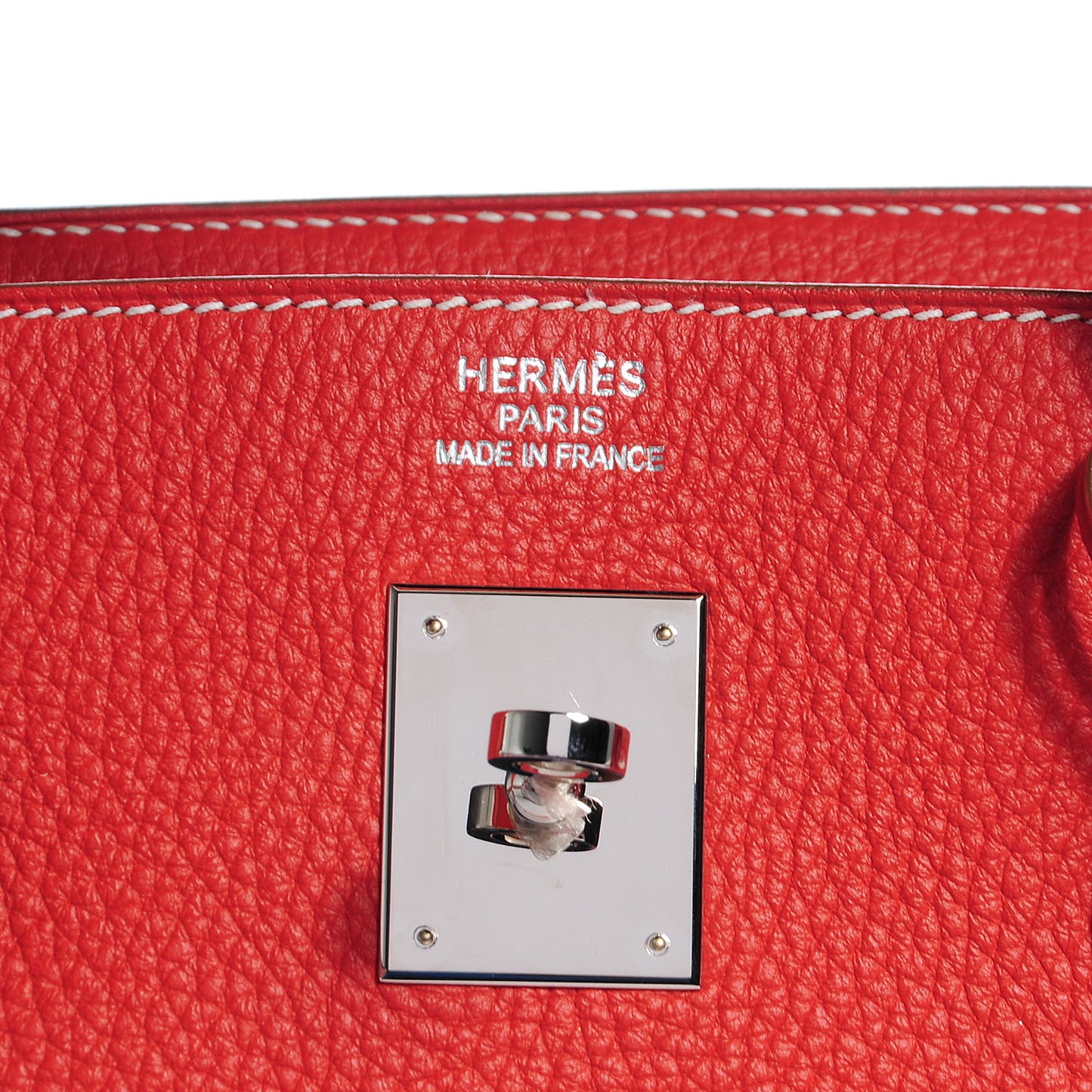Taurillon Clemence Eclat Birkin 40 Sanguine White