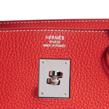 Hermes Taurillon Clemence Eclat Birkin 40 Sanguine White 9 of 20