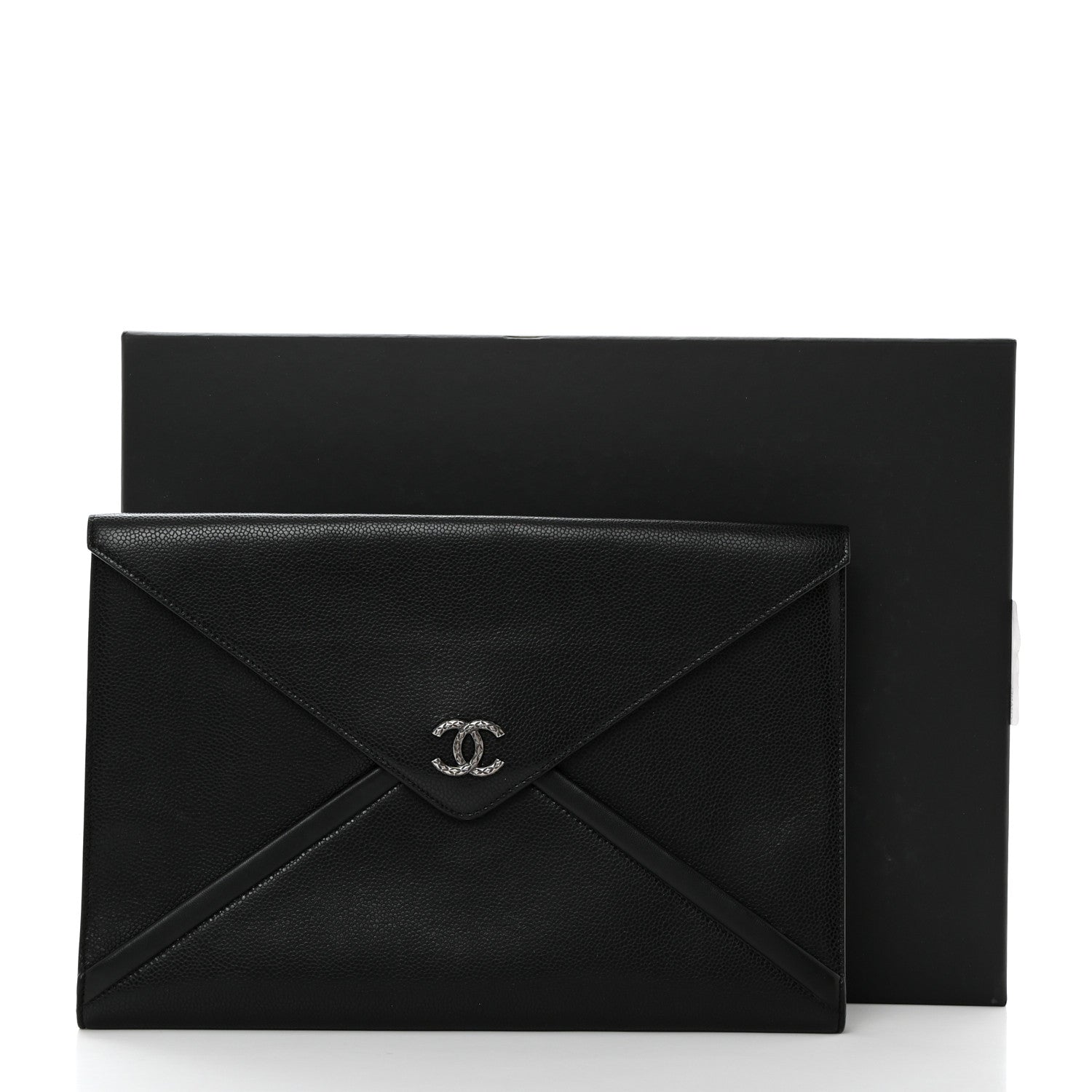 Chanel Grained Calfskin Cocomail Envelope Clutch Black 9 of 9