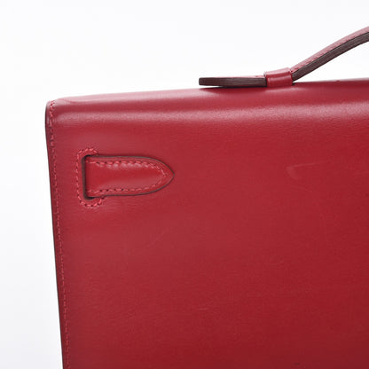Hermes Tadelakt Kelly Cut Clutch Rouge Vif 19 of 23