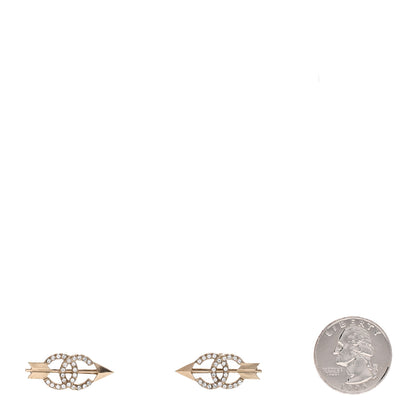 Chanel Metal Crystal CC Arrow Earrings Gold 2 of 4