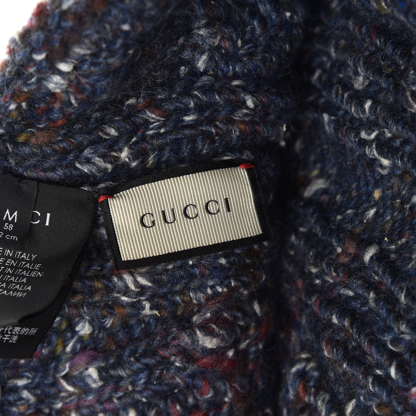 Wool Alpaca Silk Cable Knit Beanie Hat Navy
