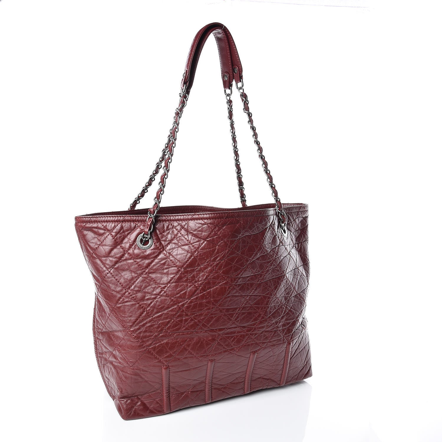 Chanel Aged Calfskin Large Shopping In Moscow Tote Burgundy 3 of 13
