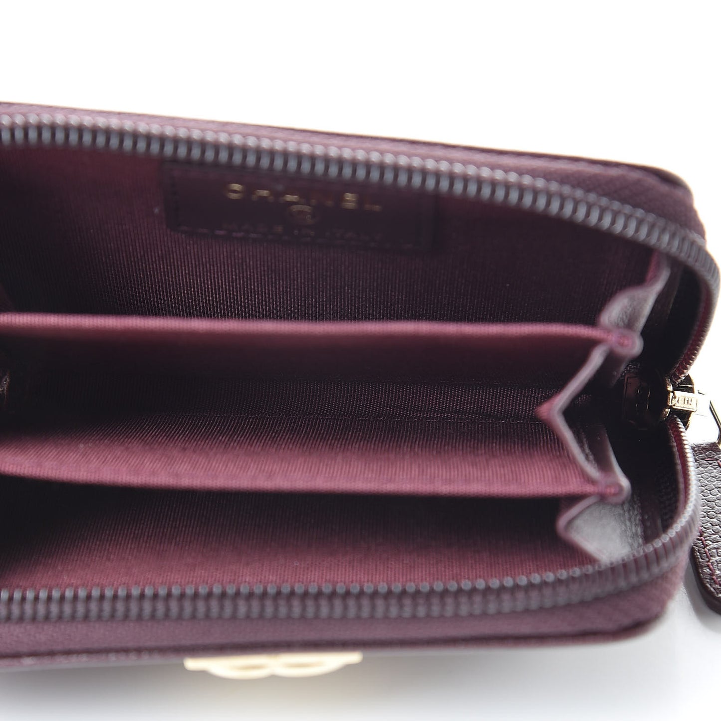 Caviar Quilted Boy Zip Around Coin Purse Wallet Dark Purple