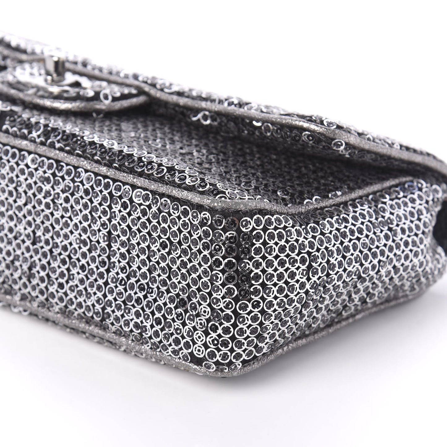 Sequin Mesh Medium Single Flap Silver