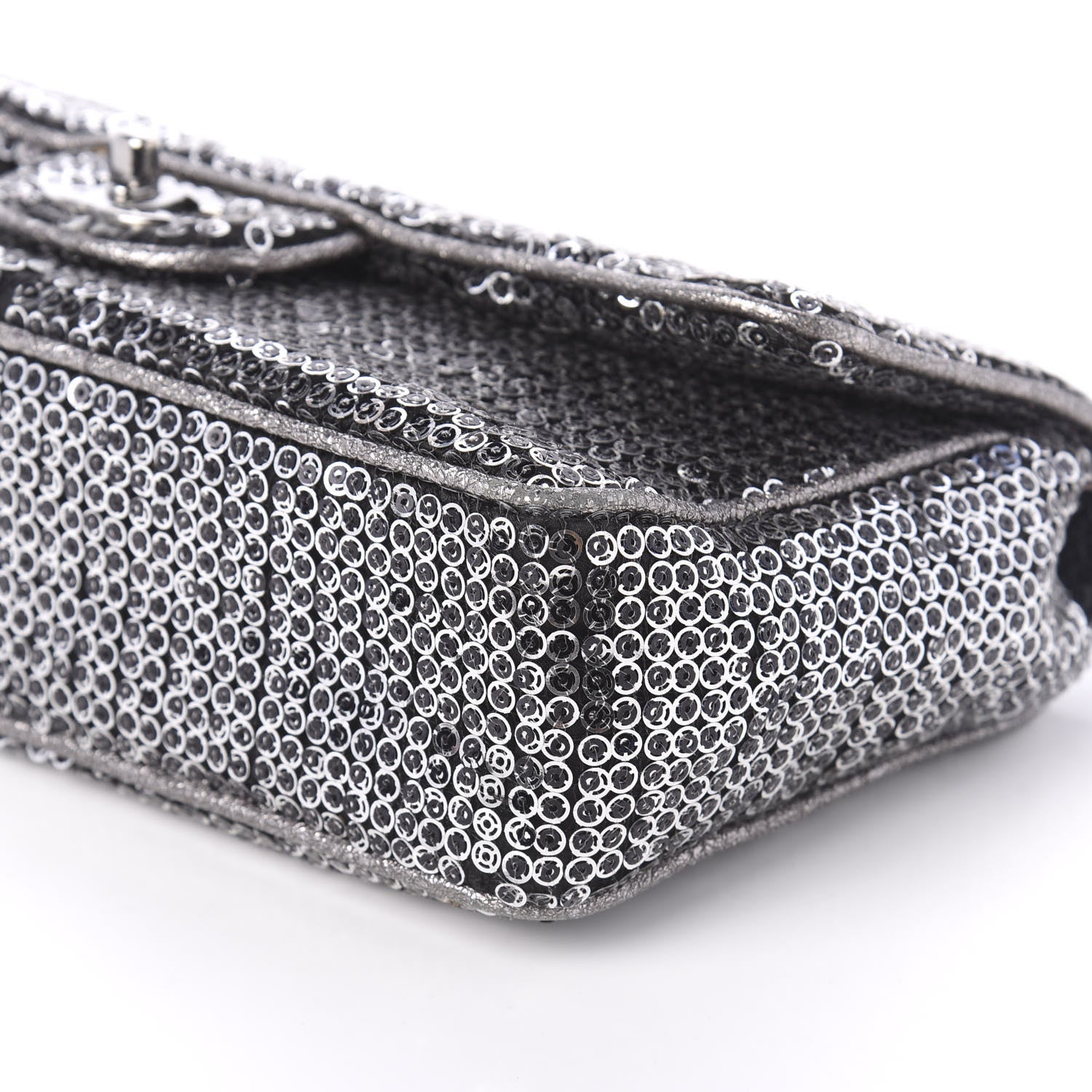 Chanel Sequin Mesh Medium Single Flap Silver 7 of 14