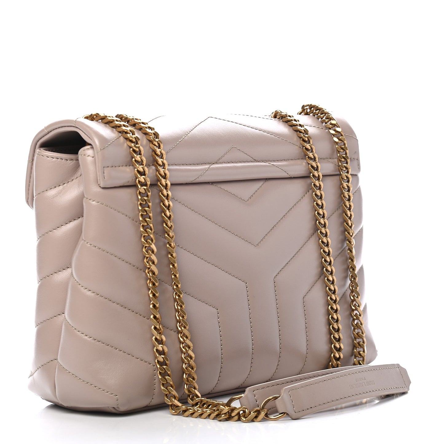 Calfskin Y Quilted Monogram Small Loulou Chain Satchel Light Natural
