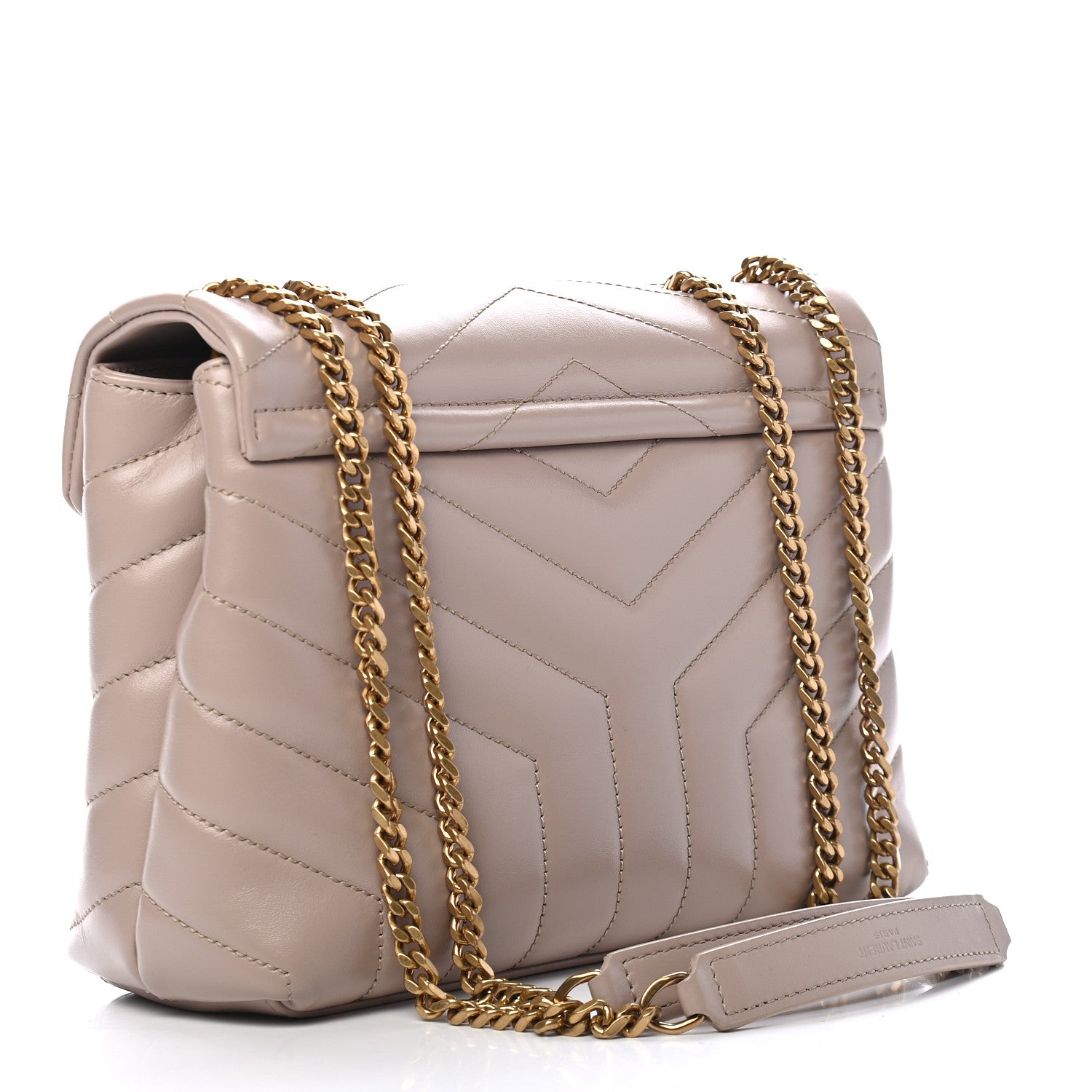 Saint Laurent Calfskin Y Quilted Monogram Small Loulou Chain Satchel Light Natural 3 of 9