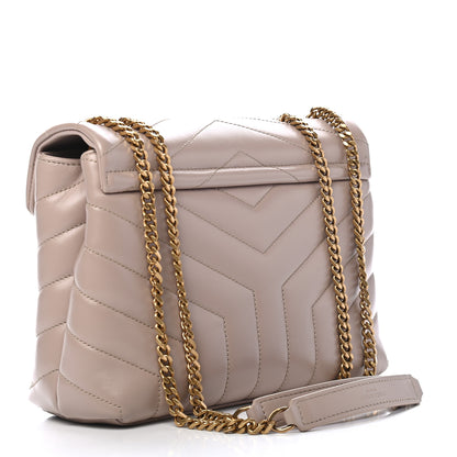 Saint Laurent Calfskin Y Quilted Monogram Small Loulou Chain Satchel Light Natural 3 of 9