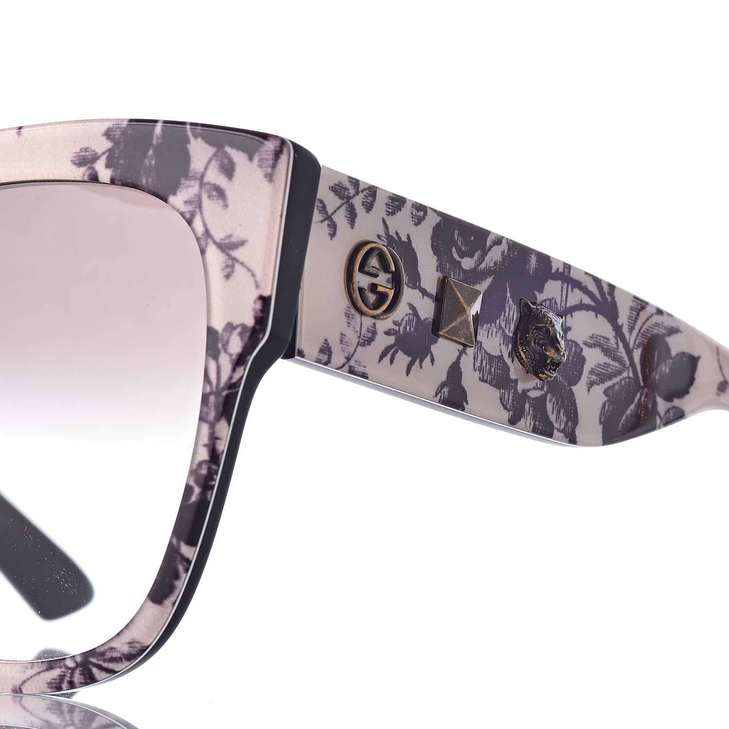 Gucci Acetate Herbarium Print Square Frame Sunglasses GG0059S White 7 of 7