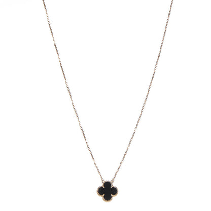 Van Cleef & Arpels 18K Yellow Gold Black Onyx Vintage Alhambra Pendant Necklace 1 of 8